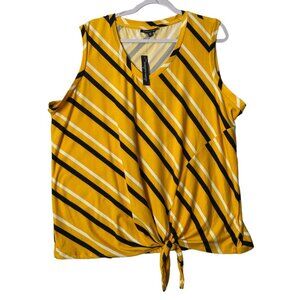 NWT Alison Andrew Plus Women Size 1X Stripe Front Tie V-Neck Sleeveless Blouse